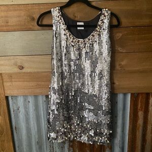 Red Valentino Sequin and Pearl Dress